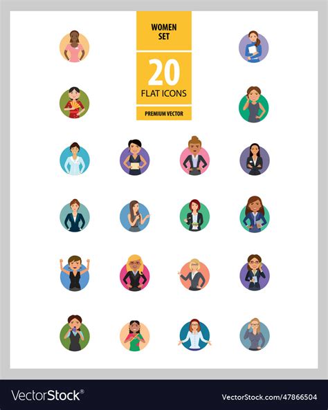 Women icons set Royalty Free Vector Image - VectorStock