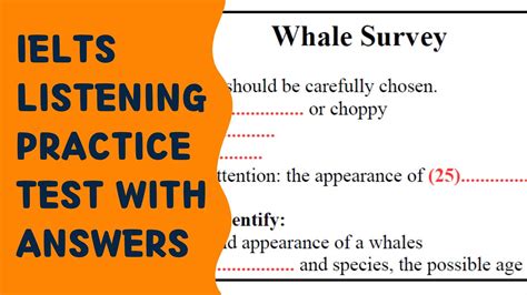 Whale Survey IELTS Listening Actual Test With Answer 2024 IELTS