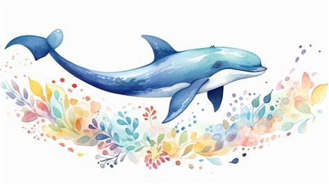 Premium AI Image | Cute cartoon watercolor whale generative ai illustration