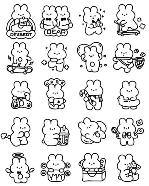 💖💝 ️🤍🩷Bunnies 💖💝 ️🤍🩷 | Kawaii stickers printable black and white, Cute ...