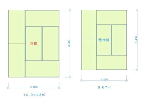 京間と団地間で、それぞれ6畳に並べた場合の面積（㎡数）を比較｜帖と畳の違いは？1帖って何㎡？部屋の広さにまつわるあれこれ | Bar ...