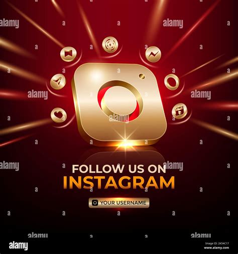 Instagram Square Banner 3d Gold Icon For Business Page Promotion Social