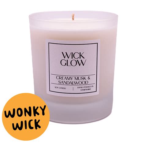 Wick Glow Creamy Musk Sandalwood 30cl Wonky Wick Candle Hut