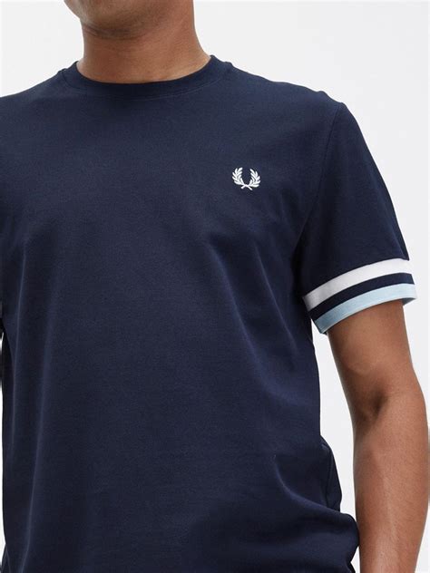 Fred Perry Mens Navy Bold Tipped Pique T Shirt Designerwear Klarna