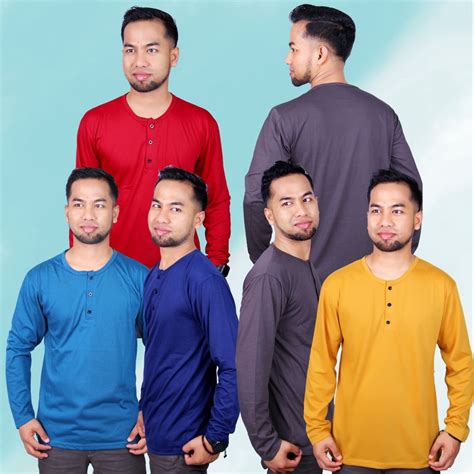 Jual Izigo Pabrik Kaos Henley Kancing Pria Lengan Panjang Kaos Polos