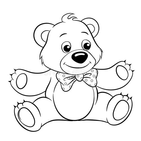 Cute Cartoon Bear. Vector Black and White Vector Illustration for ...