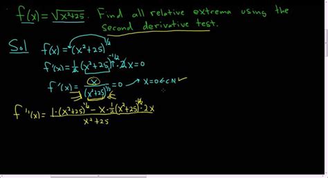 Relative Extrema Using The Second Derivative Test Second Derivative Math Videos Calculus