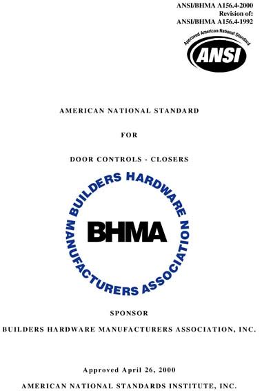 Ansi Bhma A Door Controls Closers