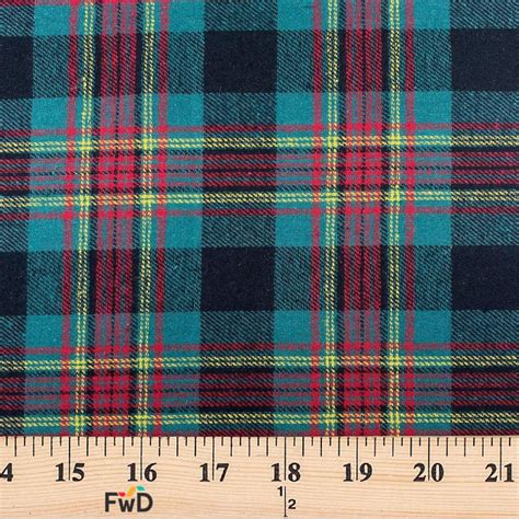 Teal Tartan Plaid Cotton Flannel Fabric