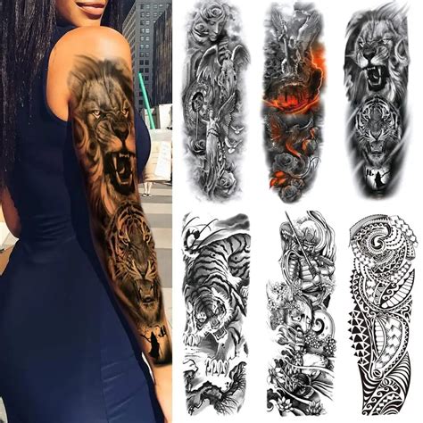 Pegatinas De Tatuaje Temporal De Brazo Completo Para Mujeres Y Hombres