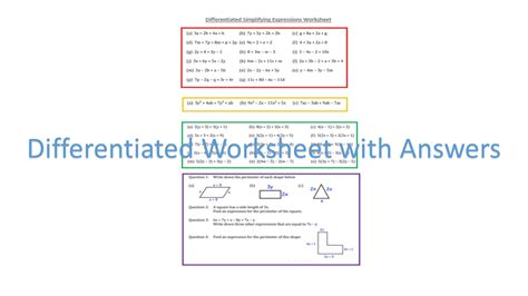 Differentiated Simplifying Expressions Worksheet And Answers Teaching Resources