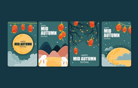 Set of Cards for Mid Autumn Festival 3353782 Vector Art at Vecteezy