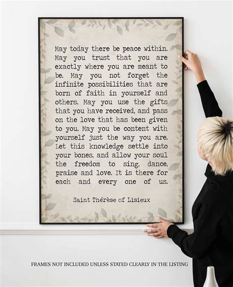 St Therese Of Lisieux Peace Quote Print May Today There Be Etsy