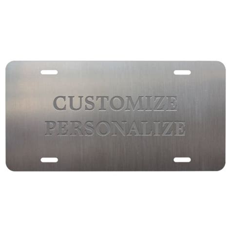 Personalized Brushed Metal Look Aluminum License Plate | Zazzle.com