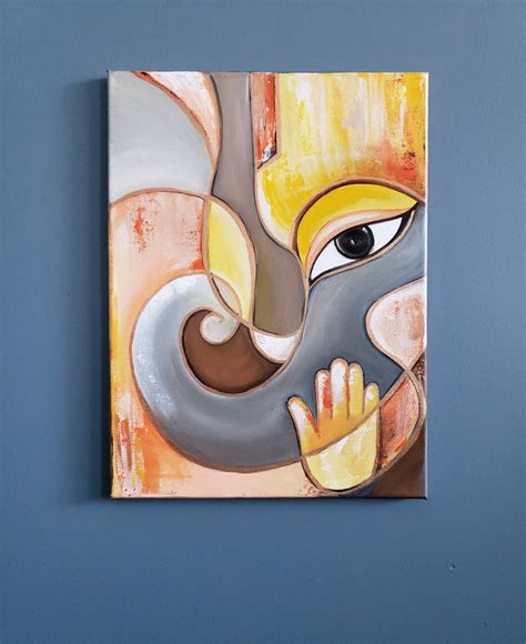 Ganesha Art Lord Ganesha Acrylic Painting Canvas Abstract Painting