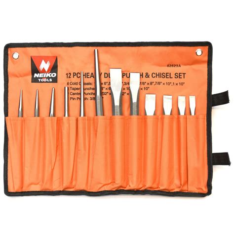 02623A Heavy Duty Cold Chisel and Punch Set, 12 Piece | Carrying Pouch ...