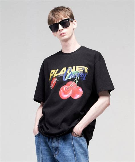 MUSINSA公式 ELIMENO EL Planet Cherry Overfit Short Sleeve T Shirt Black