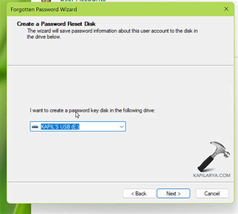 Create A Password Reset Disk In Windows