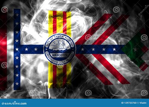 Tampa City Smoke Flag Florida State United States Of America Stock