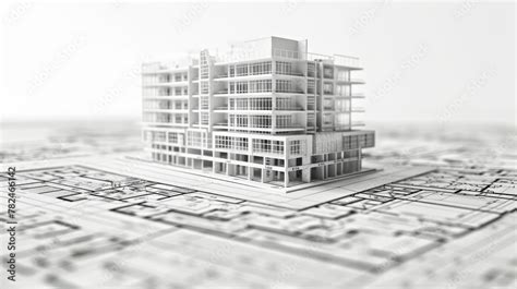 Detailed architectural model of a contemporary building with urban ...