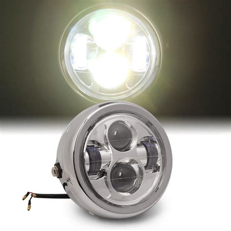 Proje O Led Retro Cafe Racer Farol Para Motocicleta Feixe Alto E