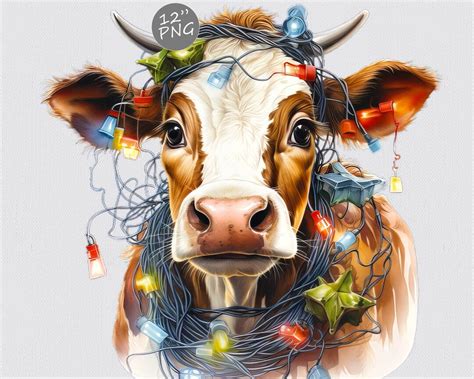 Christmas Cow Clipart Christmas Clipart Cow Tangled Up Clipart Cow