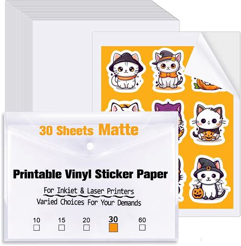 Glossy White Waterproof Vinyl Sticker Paper 15 Sheets Inkjet Laser