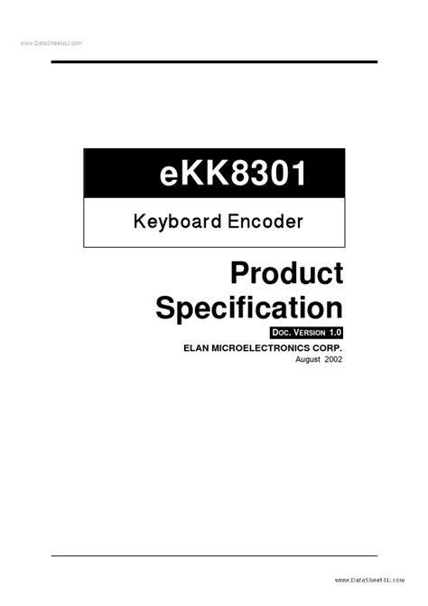 Ekk8301 Elan Microelectronics Encoder Hoja De Datos Ficha Técnica