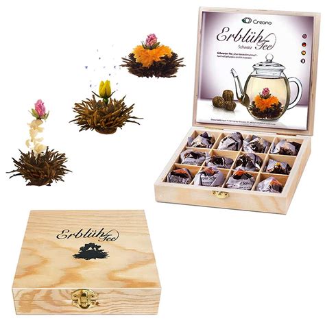 Creano Tea Flowers Gift Set In Wooden Presentation Box Black Tea