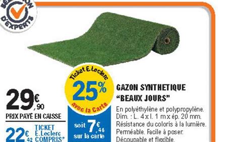 Promo Gazon Synthetique Beaux Jours Chez E Leclerc Brico Icatalogue Fr