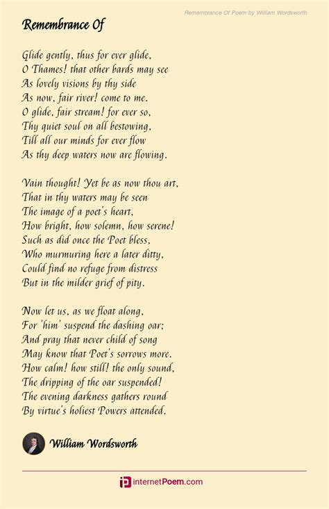 Remembrance Of Poem by William Wordsworth
