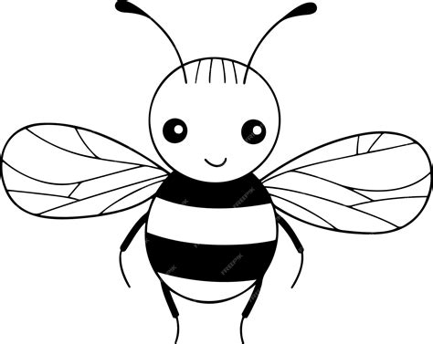 Premium Vector Bee Vector Illustration Black And White Outline Bee