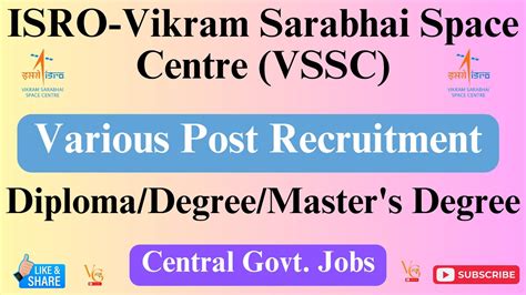 Isro Vssc Technical Assistant Recruitment Central Government