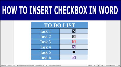 How To Insert A Checkbox In Word Make A Checklist In Word Add A