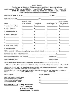 Fillable Online Audit Report Distribution Of Receipts Disbursements And