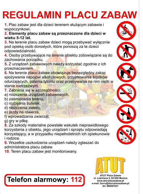 Regulamin Placu Zabaw Zesp Szkolno Przedszkolny Nr W Brzegu Dolnym