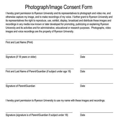 Free Photo Consent Forms Minor Adult Word Pdf