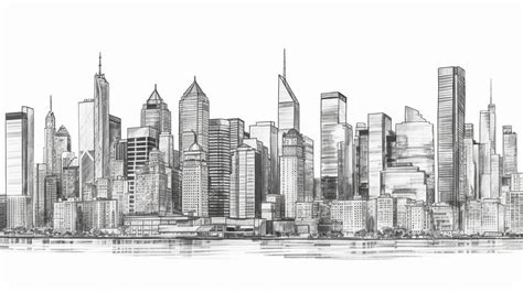 Premium Photo | Panorama new york city usa sketch