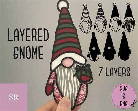 Svg Layered Gnome Cut File 3d Gonk Svg Layered Gnome Svg Etsy