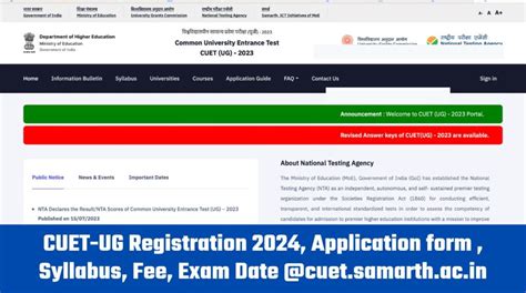 Cuet Ug Registration Application Form Syllabus Fee Exam Date