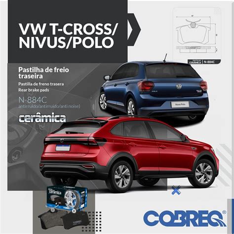 Pastilhas De Freio Traseiras Para Linha VW T Cross Nivus Polo N 884C