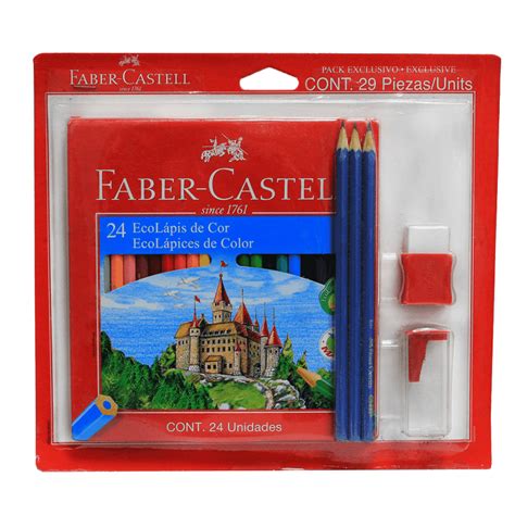 Blíster Kit Faber Castell 24 lápiz colores 3 Grafito Borrador