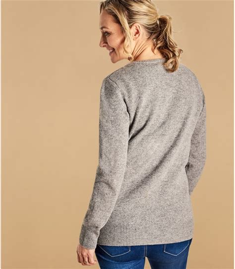 Grey Marl Pure Lambswool Lambswool Crew Neck Cardi