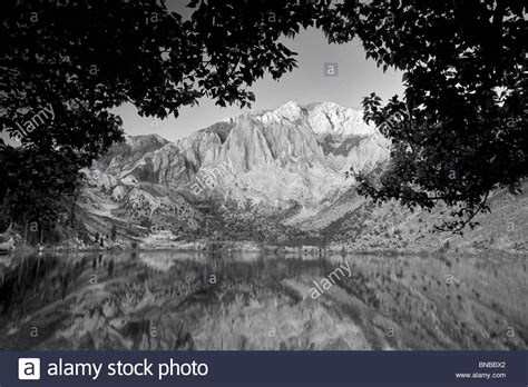 Sunrise Of Convict Lake With Fall Colored Aspens California Stock