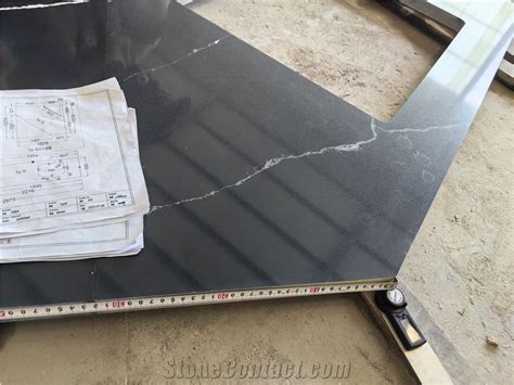 Artificial Stone Countertops Calacatta Black Quartz From China