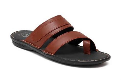 Tan And Black Rubber Sole Men Leather Slipper at Rs 450/pair in Agra ...