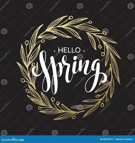 Spring Handwritten Calligraphy Vector Illustration Black Brushpen