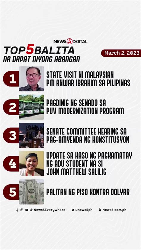 News5 On Twitter Narito Ang Top5Balita Na Dapat Niyong Abangan