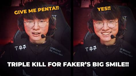 Fakers Big Smile After Triplekill T1 Faker Youtube