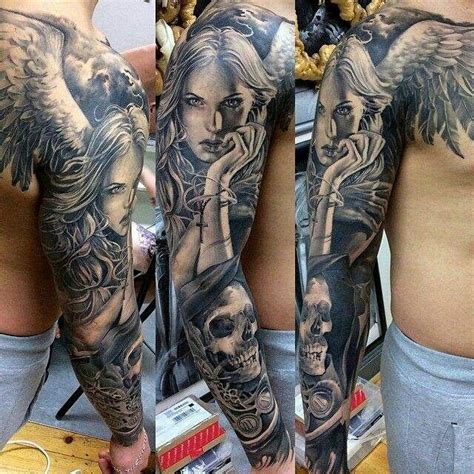 Pin By George Marquis On Tattoo Angel Sleeve Tattoo Full Sleeve